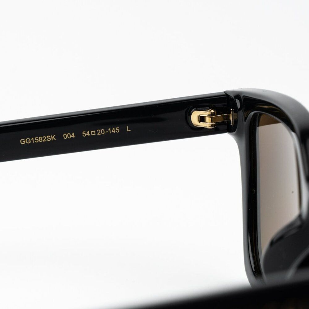 NEW Gucci GG1582SK 004 Shiny Black Brown Polarized Cat Eye Unisex Sunglasses - Picture 11 of 14